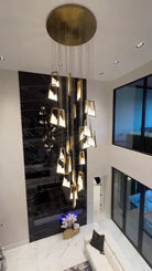 Modern Light Luxury Alabaster Chandelier in Gold Finish-Chandeliers-Blushlighting-Blushlighting