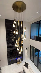 Modern Light Luxury Alabaster Chandelier in Gold Finish-Chandeliers-Blushlighting-Blushlighting
