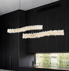 Modern Light Luxury Designer Model Natural Crystal Stone Long Dining Chandelier Furniture for Dining Room/Kitchen Island/Study Room - L47.2"*H4.7"Warm LightBlushlighting