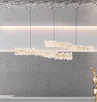 Modern Light Luxury Designer Model Natural Crystal Stone Long Dining Chandelier Furniture for Dining Room/Kitchen Island/Study Room - L47.2"*H4.7"Warm LightBlushlighting