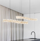 Modern Light Luxury Designer Model Natural Crystal Stone Long Dining Chandelier Furniture for Dining Room/Kitchen Island/Study Room - L47.2"*H4.7"Warm LightBlushlighting