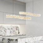 Modern Light Luxury Designer Model Natural Crystal Stone Long Dining Chandelier Furniture for Dining Room/Kitchen Island/Study Room - L47.2"*H4.7"Warm LightBlushlighting