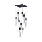 Modern Light Luxury Round/Rectangle Ceiling Pendant Light in Black Finish for Kitchen Island/ Staircase/Living Room-Chandeliers-Blushlighting-10 Lights-Square-Warm Light-Blushlighting