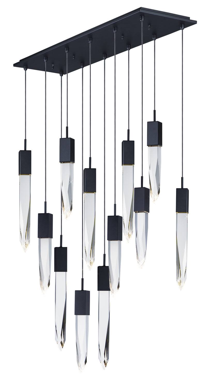 Modern Light Luxury Round/Rectangle Ceiling Pendant Light in Black Finish for Kitchen Island/ Staircase/Living Room-Chandeliers-Blushlighting-12 Lights-Rectangle-Warm Light-Blushlighting
