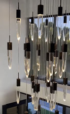 Modern Light Luxury Round/Rectangle Ceiling Pendant Light in Black Finish for Kitchen Island/ Staircase/Living Room-Chandeliers-Blushlighting-Blushlighting