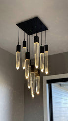 Modern Light Luxury Round/Rectangle Ceiling Pendant Light in Black Finish for Kitchen Island/ Staircase/Living Room-Chandeliers-Blushlighting-Blushlighting