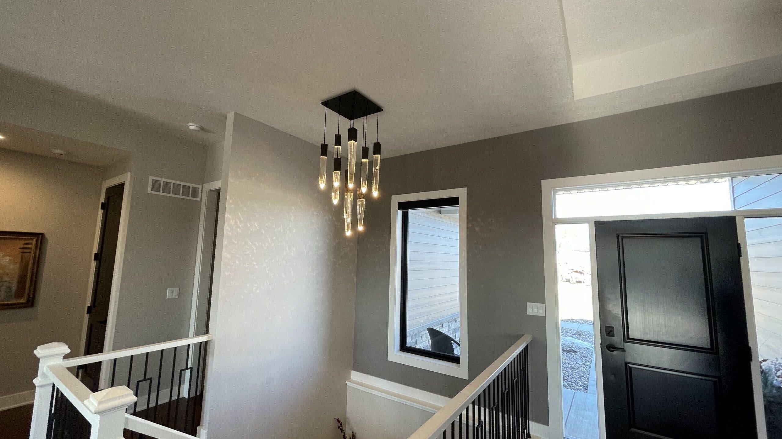 Modern Light Luxury Round/Rectangle Ceiling Pendant Light in Black Finish for Kitchen Island/ Staircase/Living Room-Chandeliers-Blushlighting-Blushlighting