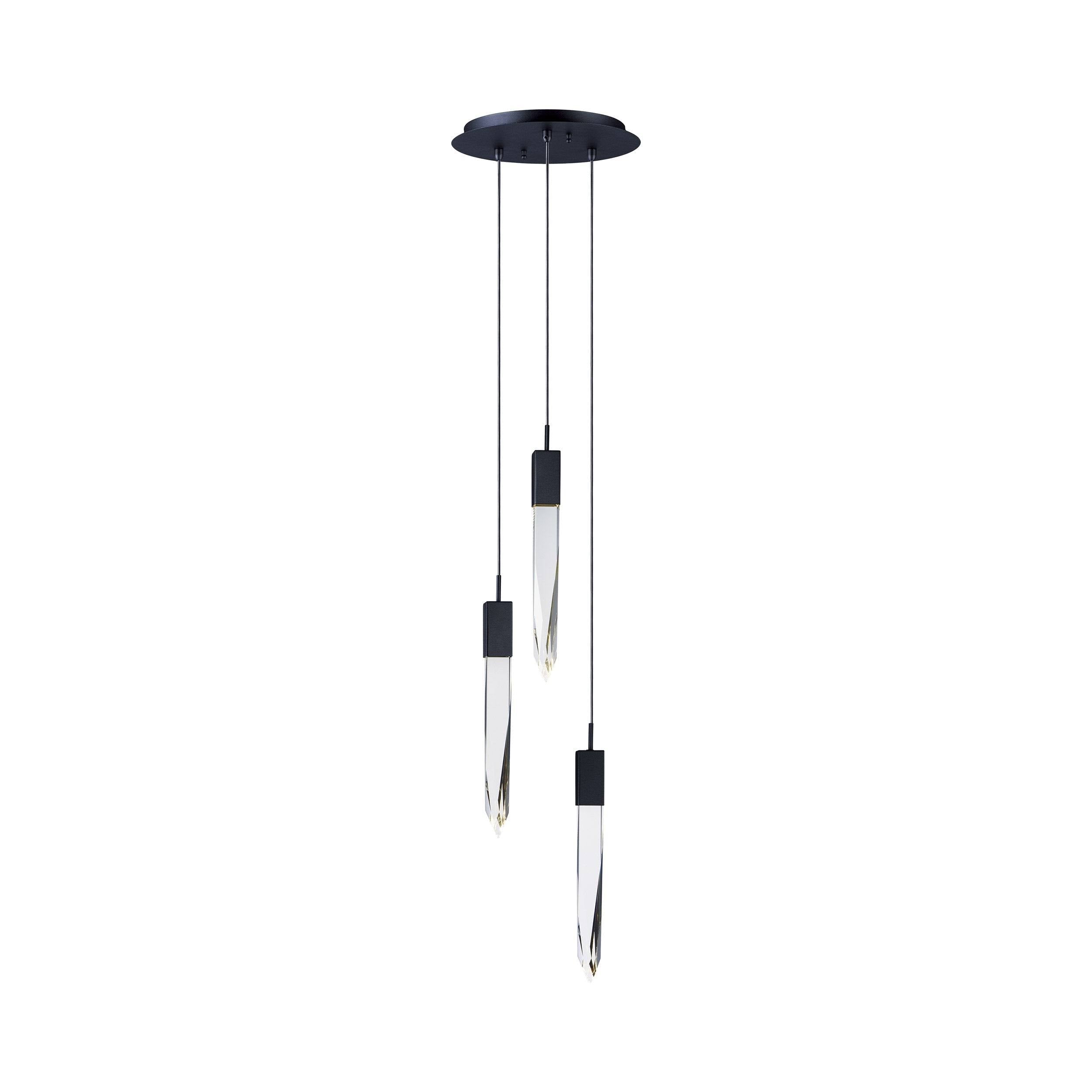 Modern Light Luxury Round/Rectangle Ceiling Pendant Light in Black Finish for Kitchen Island/ Staircase/Living Room-Chandeliers-Blushlighting-3 Lights-Round-Warm Light-Blushlighting