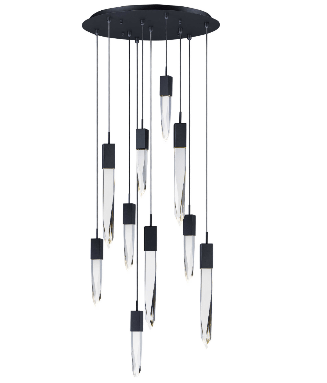 Modern Light Luxury Round/Rectangle Ceiling Pendant Light in Black Finish for Kitchen Island/ Staircase/Living Room-Chandeliers-Blushlighting-10 Lights-Round-Warm Light-Blushlighting