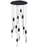Modern Light Luxury Round/Rectangle Ceiling Pendant Light in Black Finish for Kitchen Island/ Staircase/Living Room-Chandeliers-Blushlighting-10 Lights-Round-Warm Light-Blushlighting