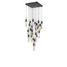 Modern Light Luxury Round/Rectangle Ceiling Pendant Light in Black Finish for Kitchen Island/ Staircase/Living Room-Chandeliers-Blushlighting-15 Lights-Square-Warm Light-Blushlighting