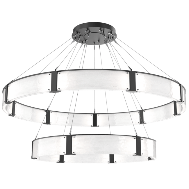 Modern Light Luxury Two-tier Glass Ring Chandelier - D40"*+D60"/53kgBlackWhite LightBlushlighting