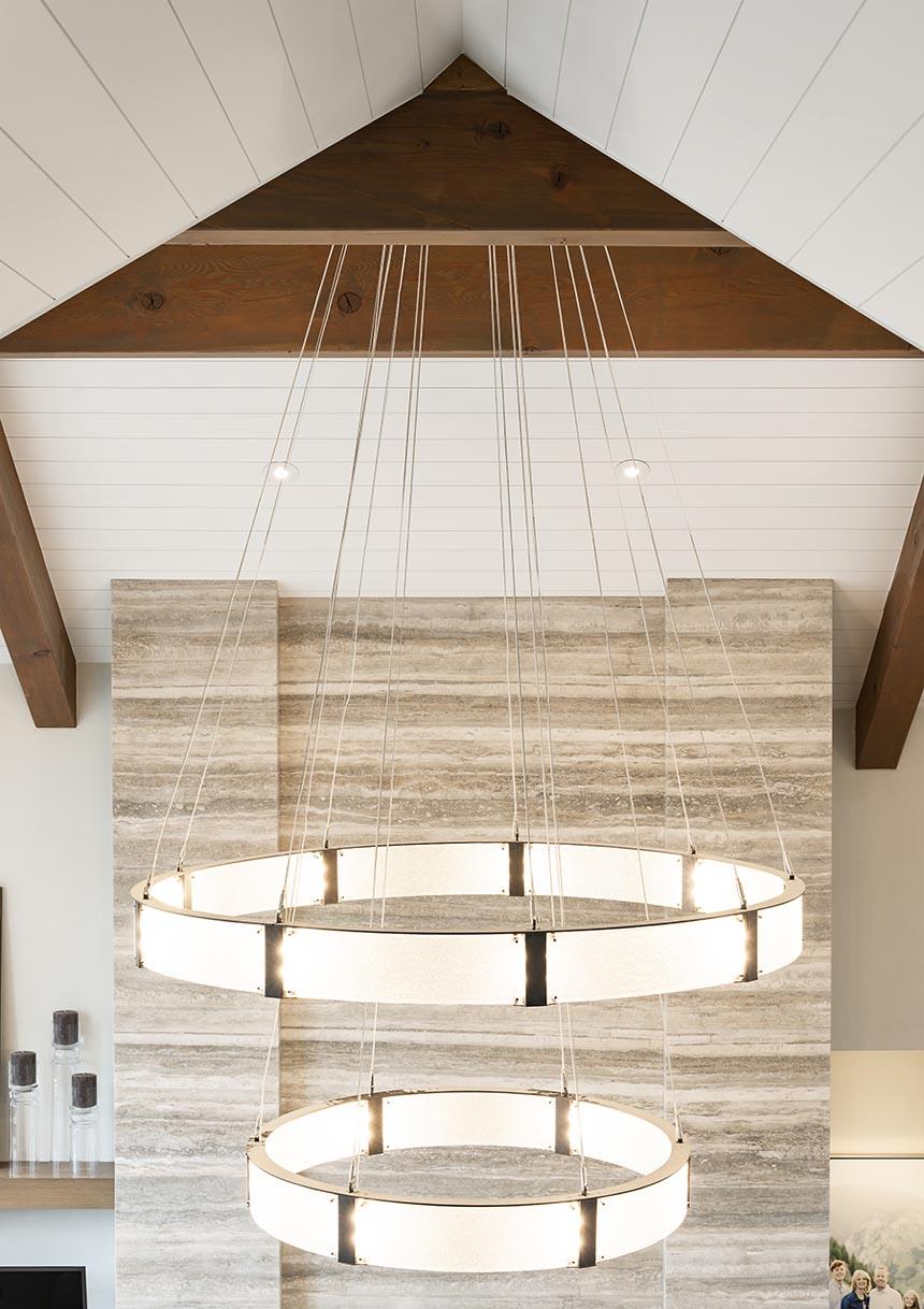 Modern Light Luxury Two-tier Glass Ring Chandelier - D40"*+D60"/53kgBlackWarm LightBlushlighting