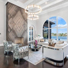 Modern Light Luxury Two-tier Glass Ring Chandelier - D40"*+D60"/53kgBlackWarm LightBlushlighting
