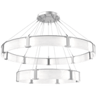 Modern Light Luxury Two-tier Glass Ring Chandelier - D40"*+D60"/53kgChromeWarm LightBlushlighting