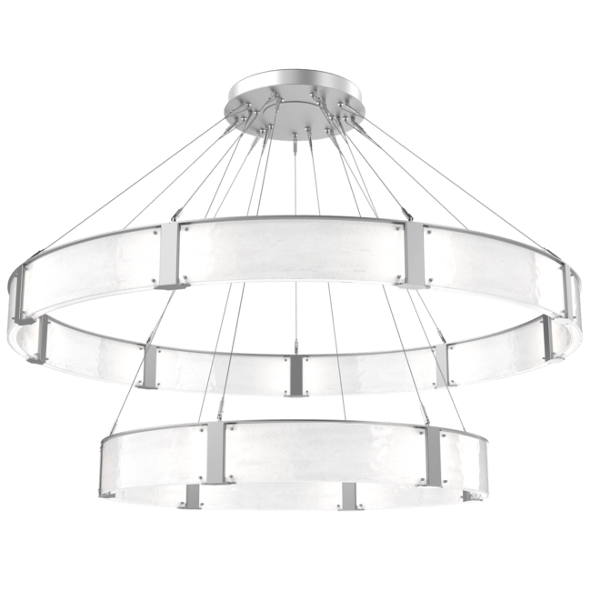 Modern Light Luxury Two-tier Glass Ring Chandelier - D40"*+D60"/53kgChromeWarm LightBlushlighting