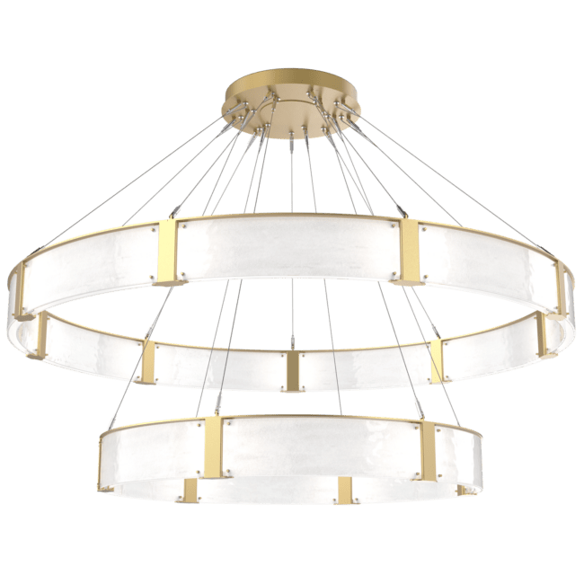 Modern Light Luxury Two-tier Glass Ring Chandelier - D40"*+D60"/53kgBrassWarm LightBlushlighting