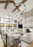 Modern Light Luxury Two-tier Glass Ring Chandelier - D40"*+D60"/53kgBlackWarm LightBlushlighting