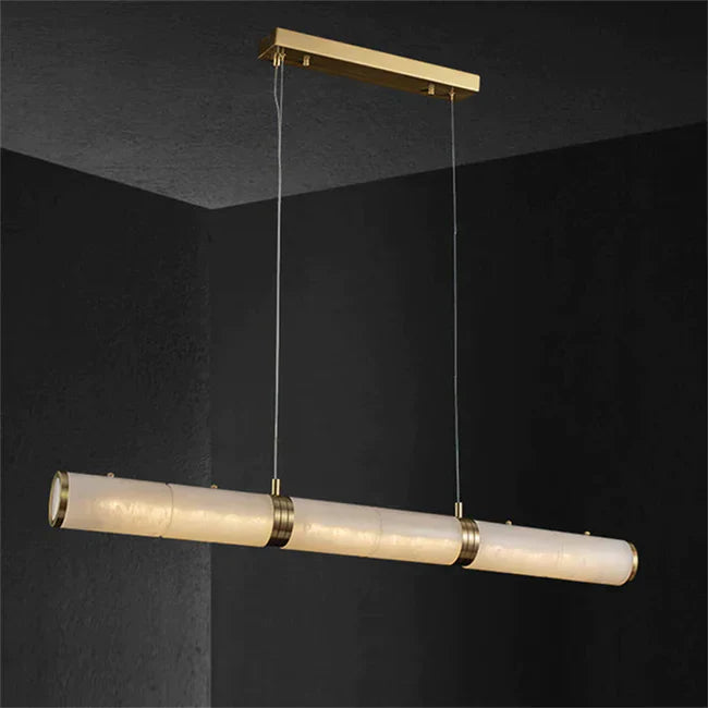Modern Linear Alabaster Chandelier, Chandelier Over Dining Table-Pendant Light-Blushlighting