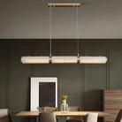 Modern Linear Alabaster Chandelier, Chandelier Over Dining Table - 39.37‘’LBlushlighting