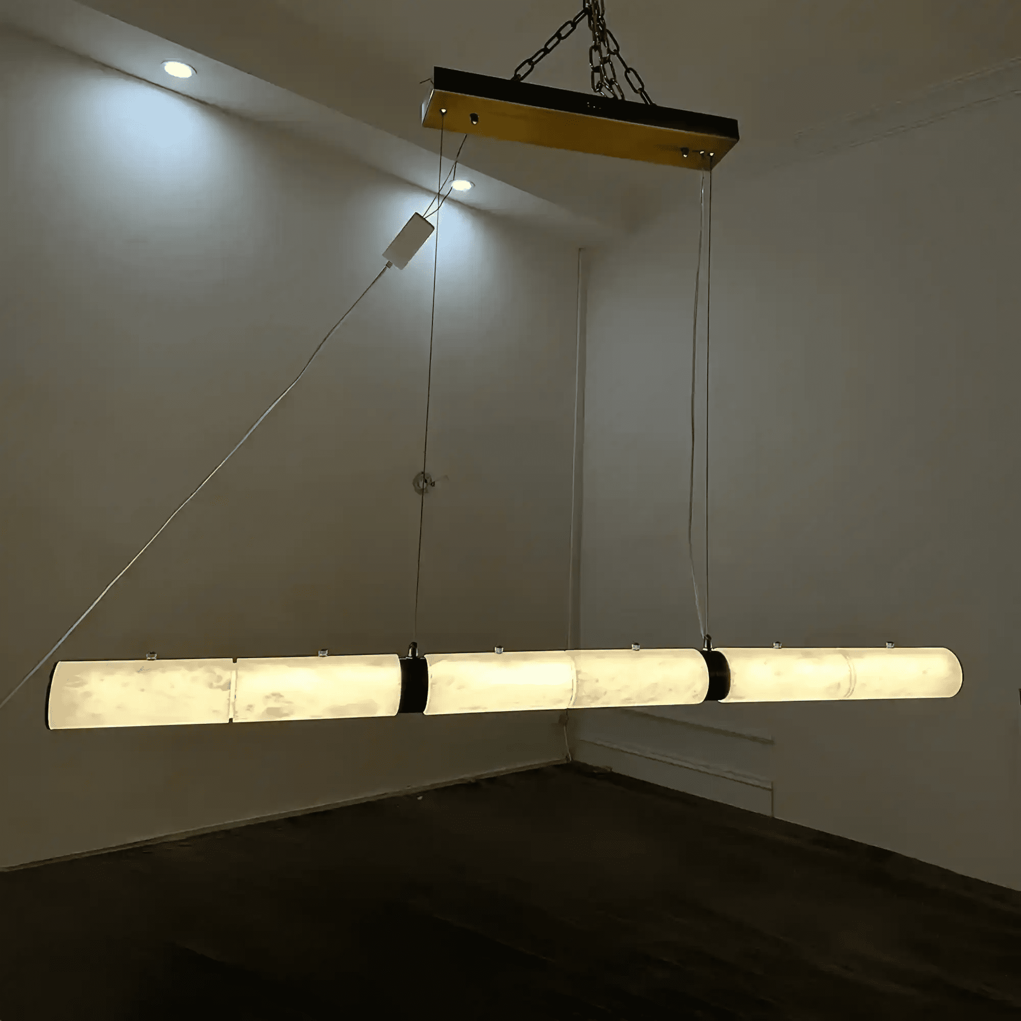 Modern Linear Alabaster Chandelier, Chandelier Over Dining Table - 47.24''LBlushlighting