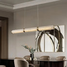 Modern Linear Alabaster Chandelier, Chandelier Over Dining Table - 39.37‘’LBlushlighting