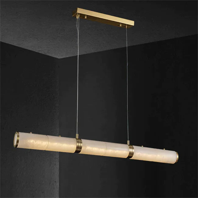 Modern Linear Alabaster Chandelier, Chandelier Over Dining Table-Pendant Light-Blushlighting