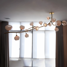 Modern Linear Brass Branches Chandelier for Dining Room-L83.5"*W55"*H75.5"-Warm Light-Blushlighting