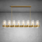 Modern Linear Chandelier with Clear Glass Cylinder Lights for Dining Room - Brass54" 16 - LightBlushlighting