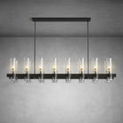 Modern Linear Chandelier with Clear Glass Cylinder Lights for Dining Room - Black54" 16 - LightBlushlighting