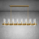 Modern Linear Chandelier with Clear Glass Cylinder Lights for Dining Room - Black54" 16 - LightBlushlighting