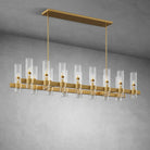 Modern Linear Chandelier with Clear Glass Cylinder Lights for Dining Room - Black54" 16 - LightBlushlighting