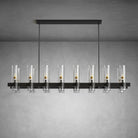 Modern Linear Chandelier with Clear Glass Cylinder Lights for Dining Room - Black54" 16 - LightBlushlighting