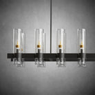 Modern Linear Chandelier with Clear Glass Cylinder Lights for Dining Room - Black54" 16 - LightBlushlighting