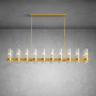 Modern Linear Chandelier with Clear Glass Cylinder Lights for Dining Room - Brass67.7“ 20 - LightBlushlighting