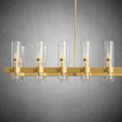 Modern Linear Chandelier with Clear Glass Cylinder Lights for Dining Room - Brass67.7“ 20 - LightBlushlighting
