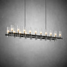 Modern Linear Chandelier with Clear Glass Cylinder Lights for Dining Room - Black67.7“ 20 - LightBlushlighting