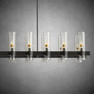 Modern Linear Chandelier with Clear Glass Cylinder Lights for Dining Room - Black67.7“ 20 - LightBlushlighting
