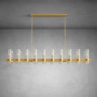 Modern Linear Chandelier with Clear Glass Cylinder Lights for Dining Room - Brass67.7“ 20 - LightBlushlighting