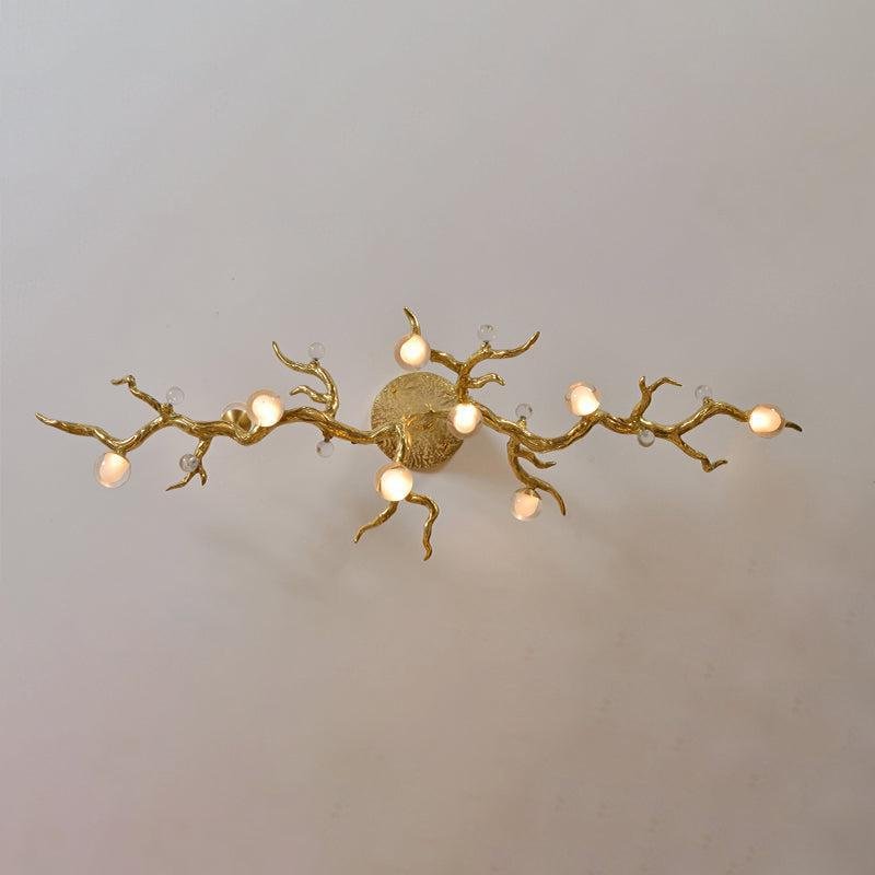 Modern Linear Glass Ball Branch Semi Flush Chandelier - Blushlighting