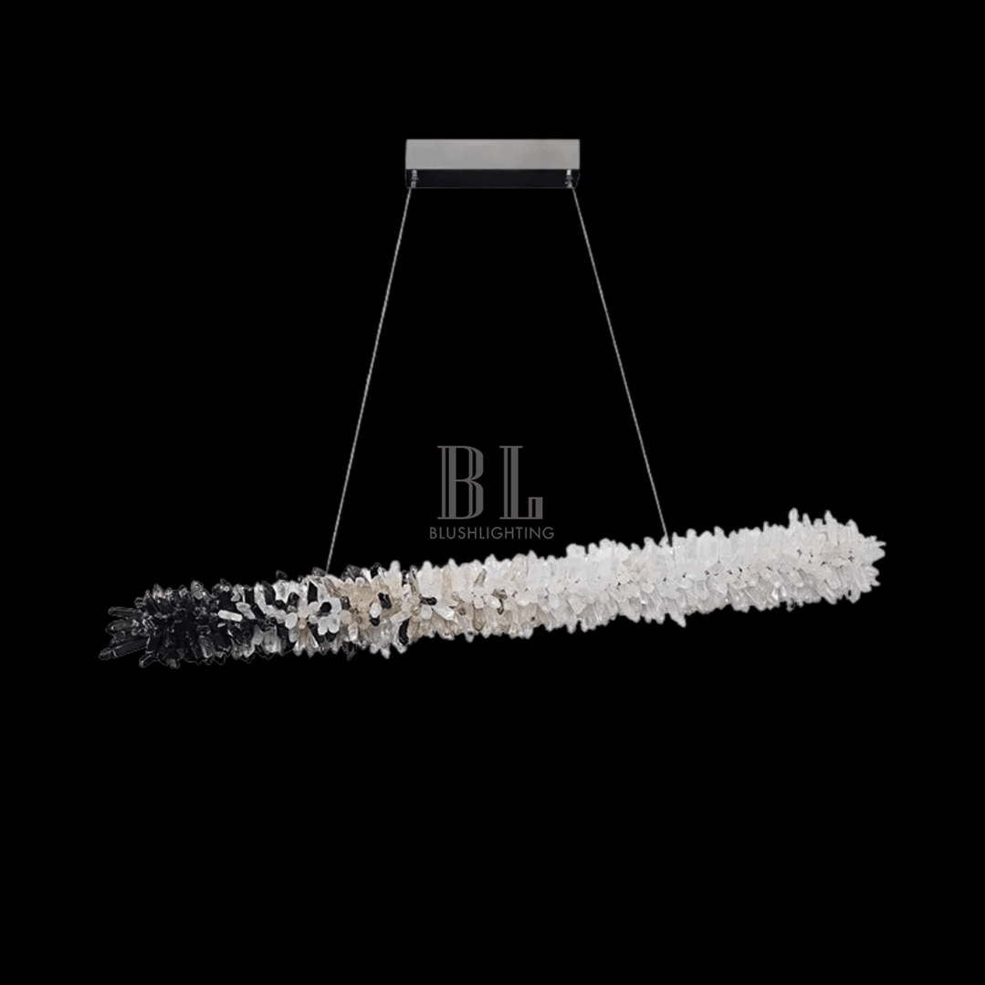 Modern Linear Natural Crystal Stick Chandelier - L59.1"*H6.3"Warm LightBlushlighting
