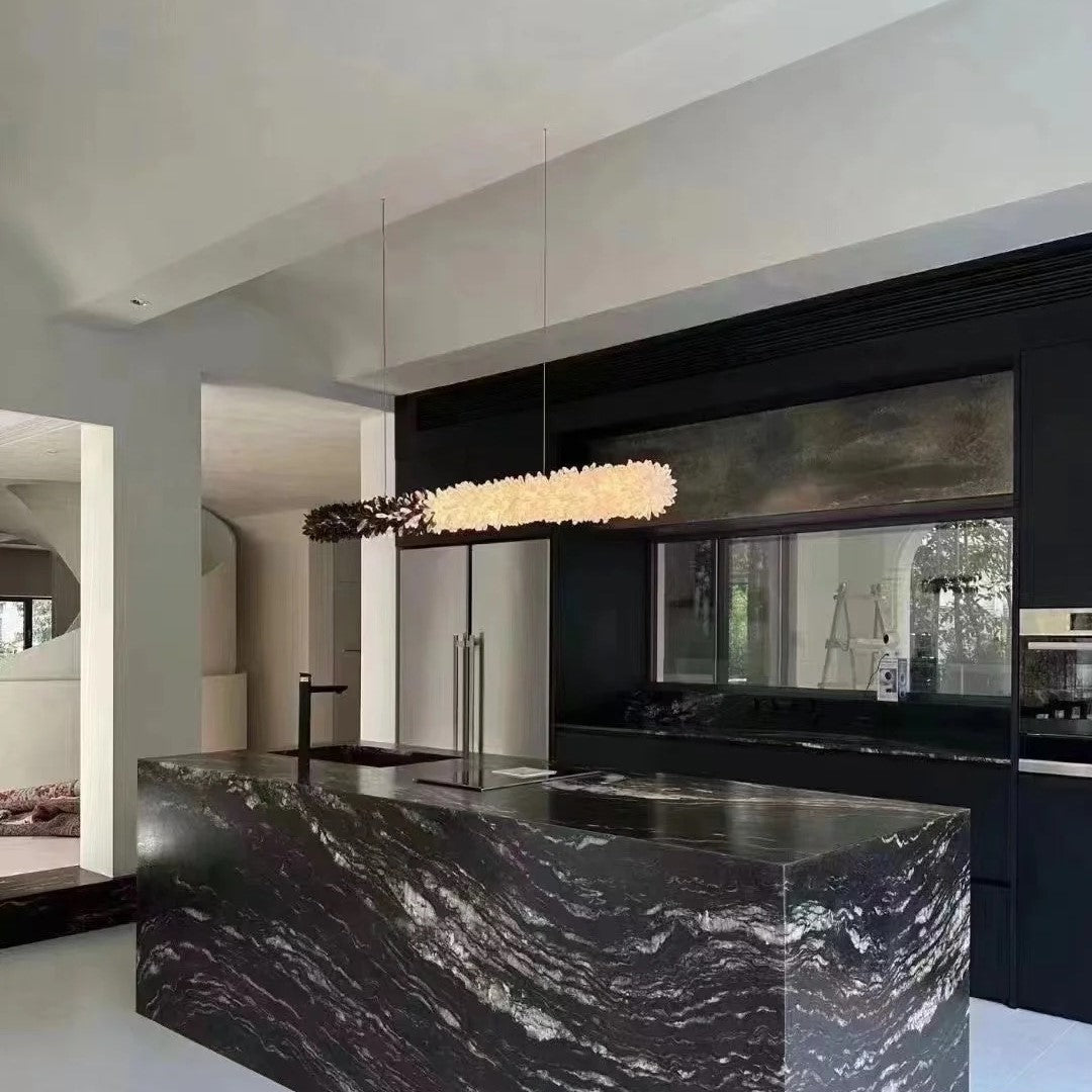 Modern Linear Natural Crystal Stick Chandelier - L47.2"*H6.3"Warm LightBlushlighting
