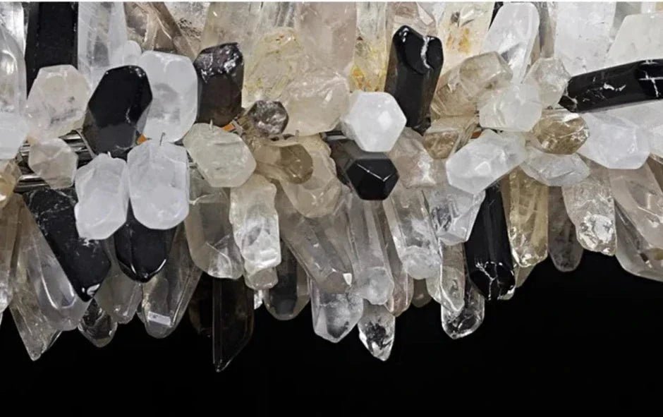 Modern Linear Natural Crystal Stick Chandelier - L39.4"*H6.3"Warm LightBlushlighting