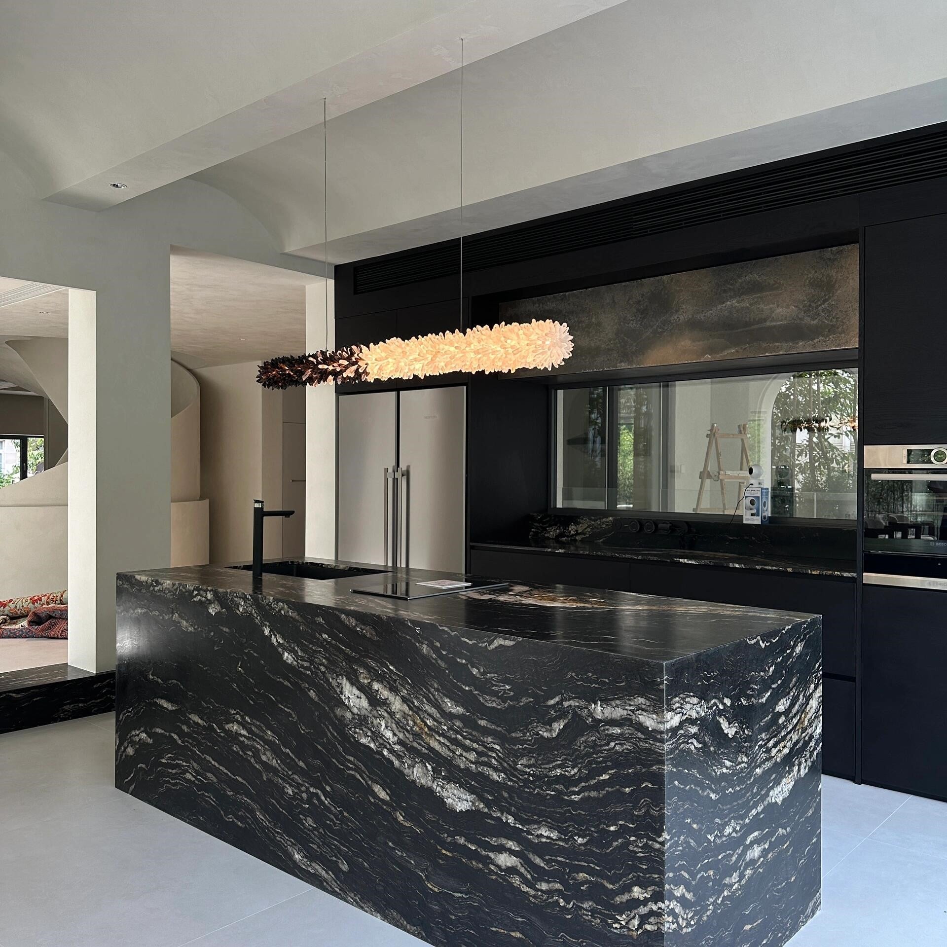 Modern Linear Natural Crystal Stick Chandelier - L47.2"*H6.3"Warm LightBlushlighting