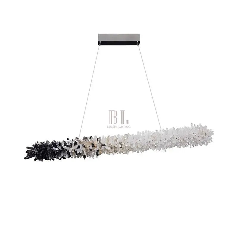 Modern Linear Natural Crystal Stick Chandelier - L39.4"*H6.3"Warm LightBlushlighting
