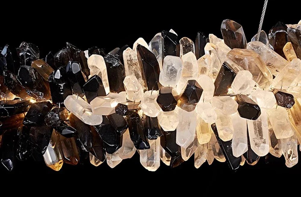 Modern Linear Natural Crystal Stick Chandelier - L39.4"*H6.3"Warm LightBlushlighting
