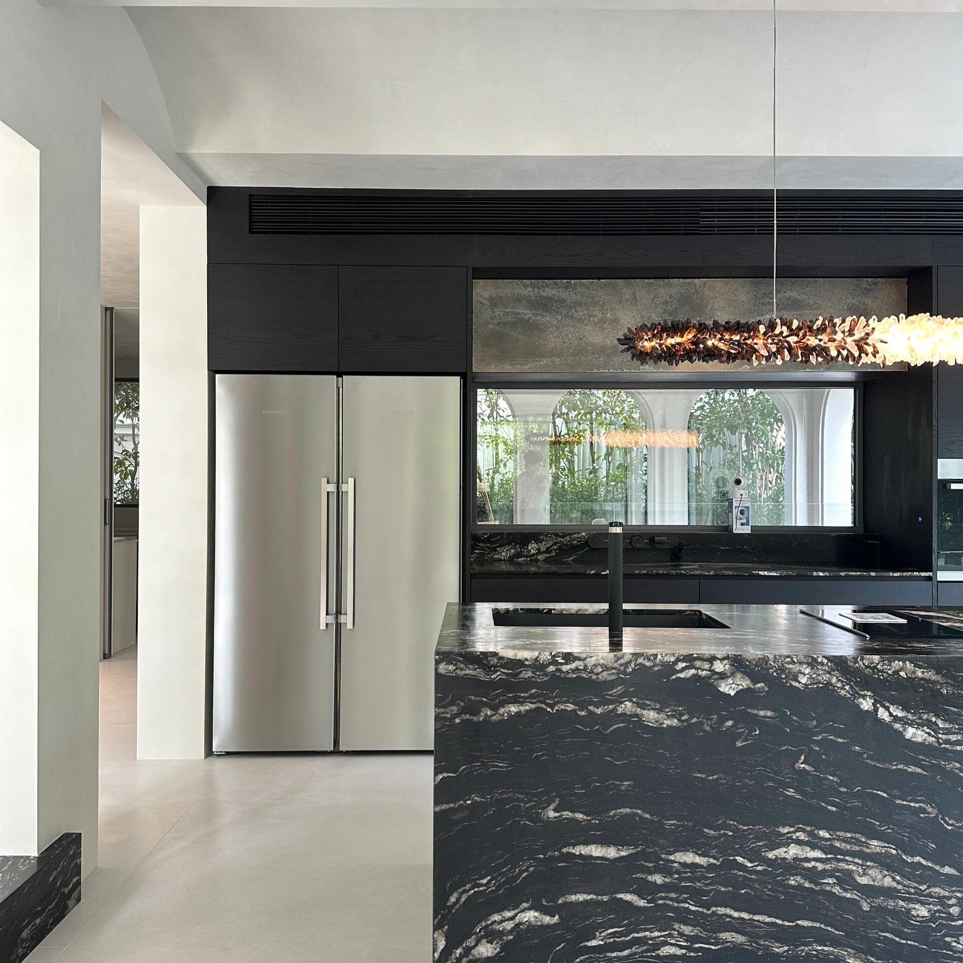 Modern Linear Natural Crystal Stick Chandelier - L47.2"*H6.3"Warm LightBlushlighting