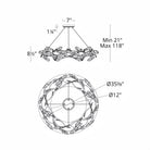 Modern Linear/Round Floral Branches Crystal Chandelier-Blushlighting