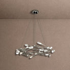 Modern Linear/Round Floral Branches Crystal Chandelier - Round/D35.4"*H8.5"(D90cm*H21.6cm)Antique SilverWarm LightBlushlighting