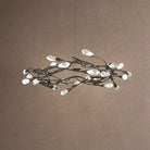 Modern Linear/Round Floral Branches Crystal Chandelier - Round/D35.4"*H8.5"(D90cm*H21.6cm)BlackWarm LightBlushlighting